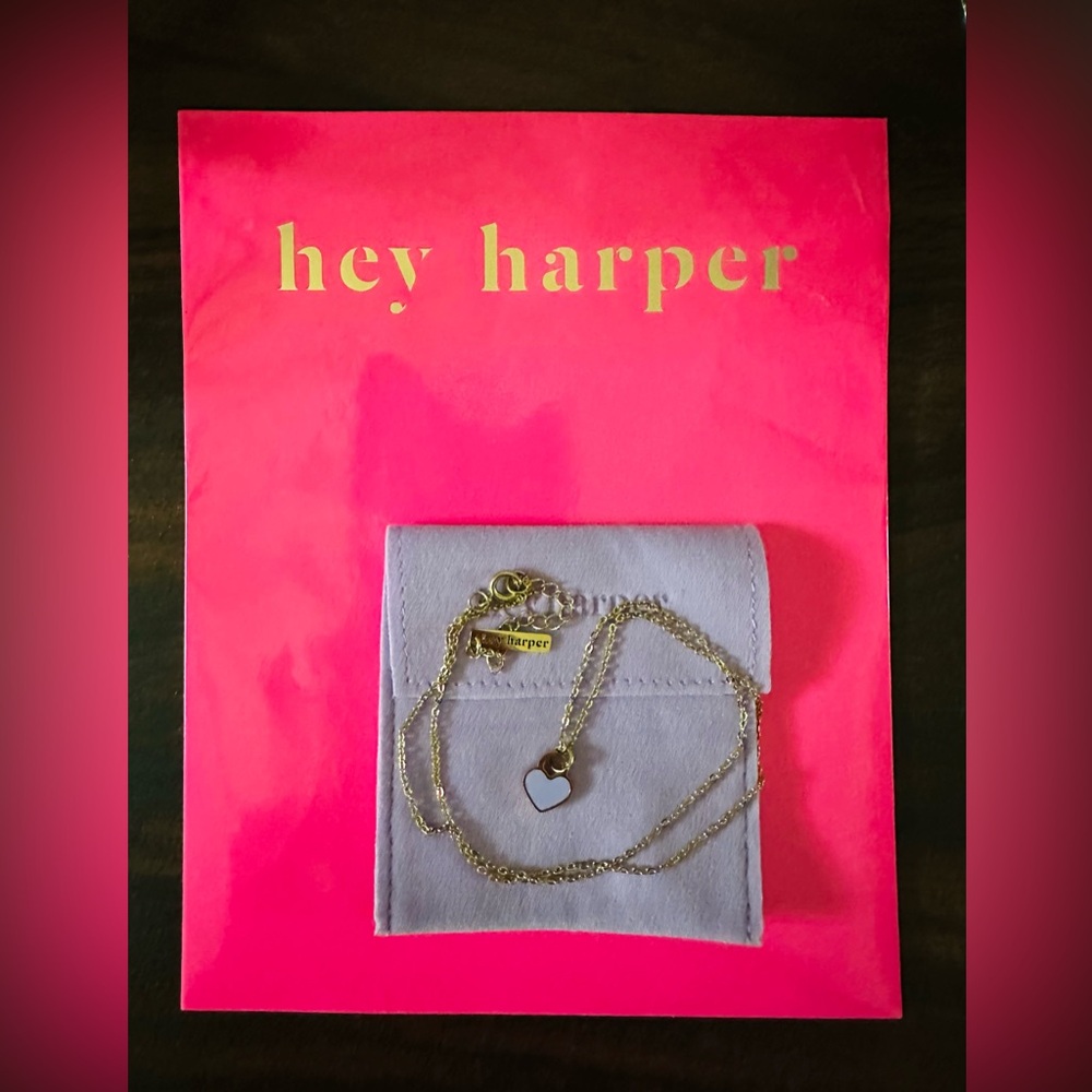 Hey Harper Iris Necklace (Gold with Purple Heart Charm)